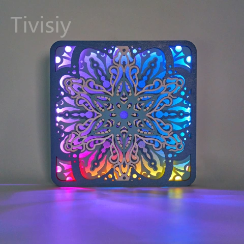 Snowflake Wood Carving Light with APP Control and Remote Control